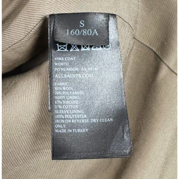 All Saints Womens Wool Vine Coat Small Trench Modern Minimalist Quiet Luxury - Picture 6 of 12